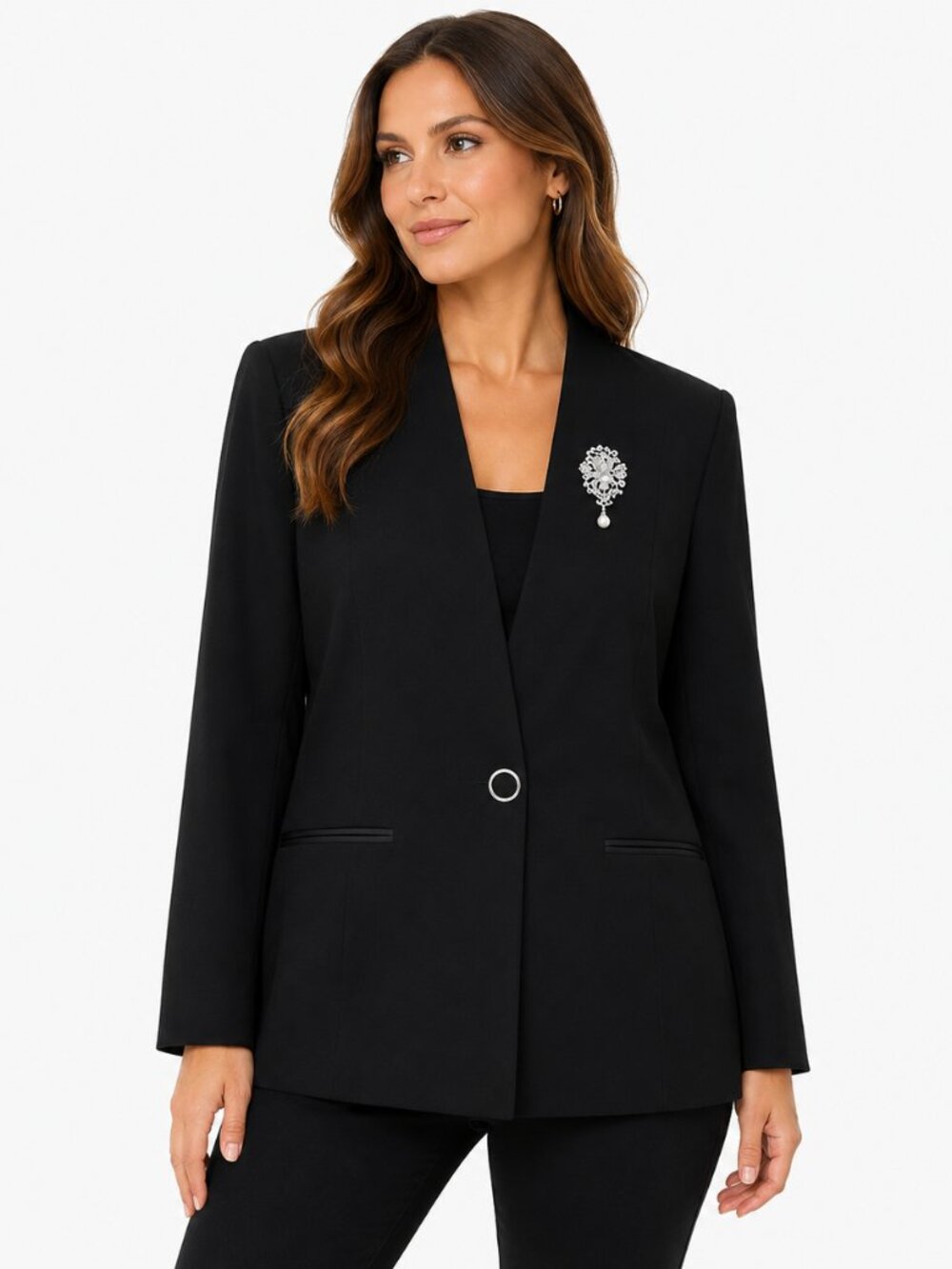 Carissimo Black one button black blazer jacket Size: 8